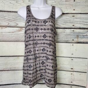 Maurices Women’s Gray Black Tribal Print Racerback Tank Top Size 0